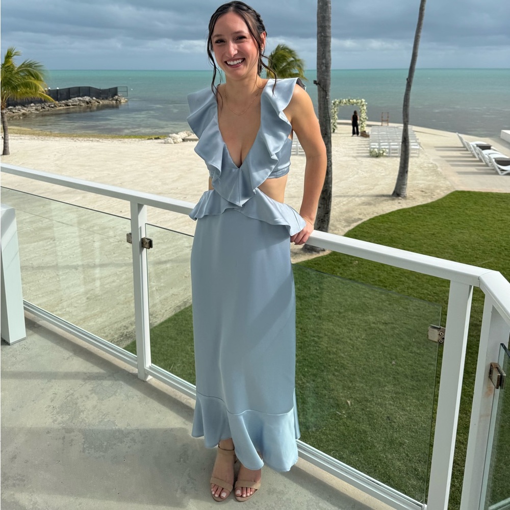 Elegant Light Blue Satin Dress